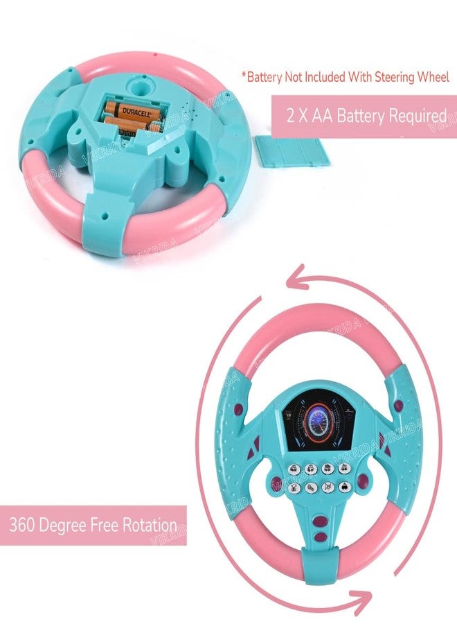 VikriDA Pretend Adventure Steering Wheel for Kids | Early Education Driving Toy with Light Music (Pink) - Image 5